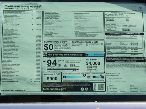 New 2026 BMW i4 xDrive40i w/ Premium Package AWD/4WD image 2