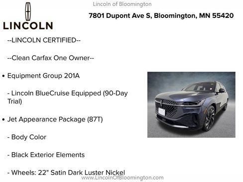 Used 2024 Lincoln Nautilus Reserve w/ Jet Appearance Package (87T) AWD/4WD image 6