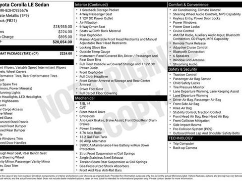 Used 2017 Toyota Corolla LE w/ Carpet Mat Package (TMS) FWD image 38