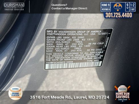 Used 2022 Volkswagen Atlas SEL AWD/4WD image 33