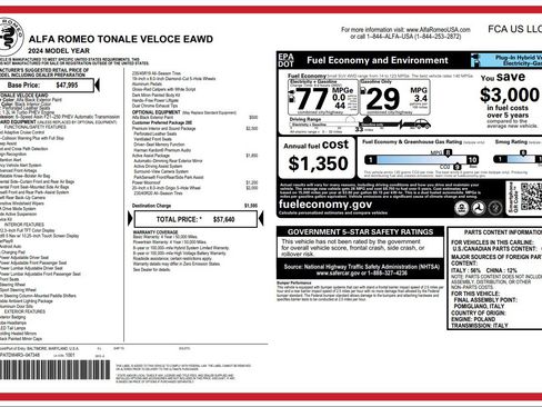 Used 2024 Alfa Romeo Tonale Veloce AWD/4WD image 26