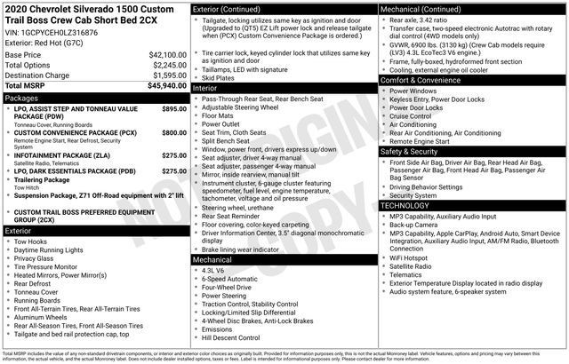 Used 2020 Chevrolet Silverado 1500 Custom Trail Boss AWD/4WD image 32