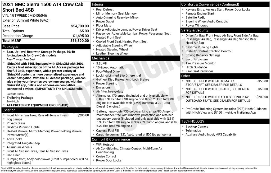 Used 2021 GMC Sierra 1500 AT4 AWD/4WD image 4