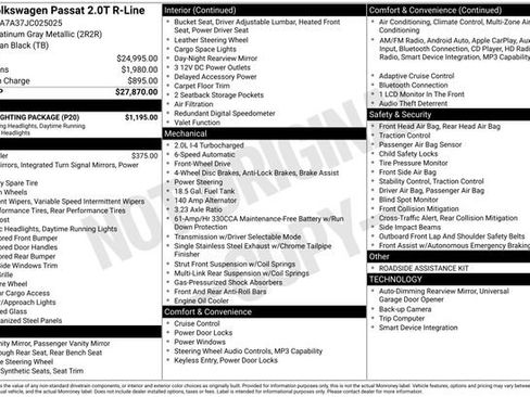 Used 2018 Volkswagen Passat 2.0T R-Line w/ R-Line Lighting Package FWD image 1