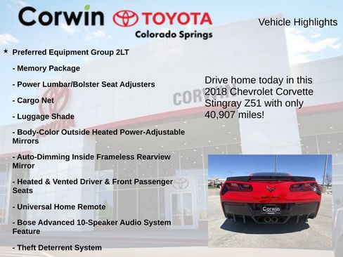 Used 2018 Chevrolet Corvette Stingray Coupe RWD image 7