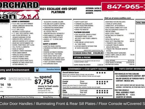 Used 2021 Cadillac Escalade Sport Platinum w/ Heavy-Duty Trailer Package image 10