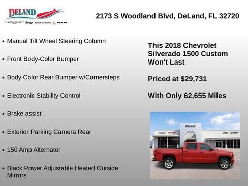 Used 2018 Chevrolet Silverado 1500 Custom w/ Custom Value Package AWD/4WD image 38