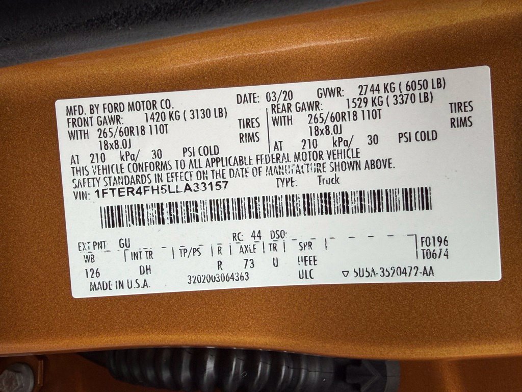 Certified 2020 Ford Ranger Lariat w/ Equipment Group 501A Mid AWD/4WD image 45