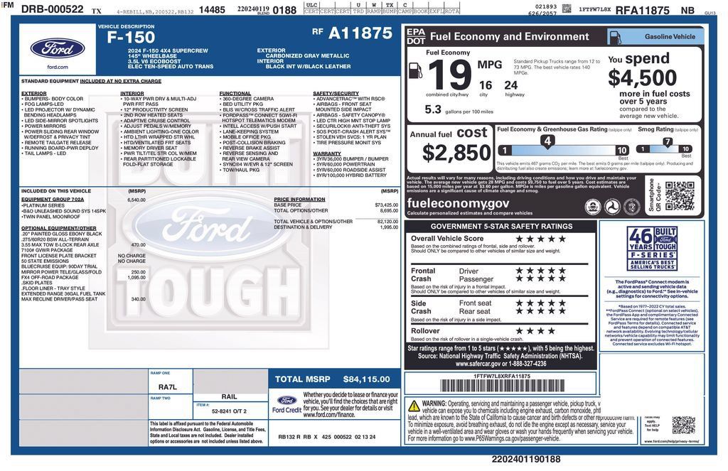 Used 2024 Ford F150 Platinum w/ Equipment Group 702A High AWD/4WD image 13
