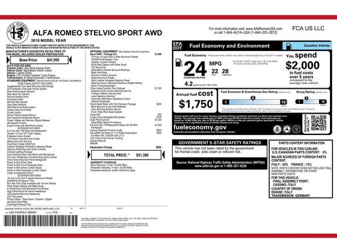 Used 2018 Alfa Romeo Stelvio Sport w/ Quick Order Package 22J Sport image 9