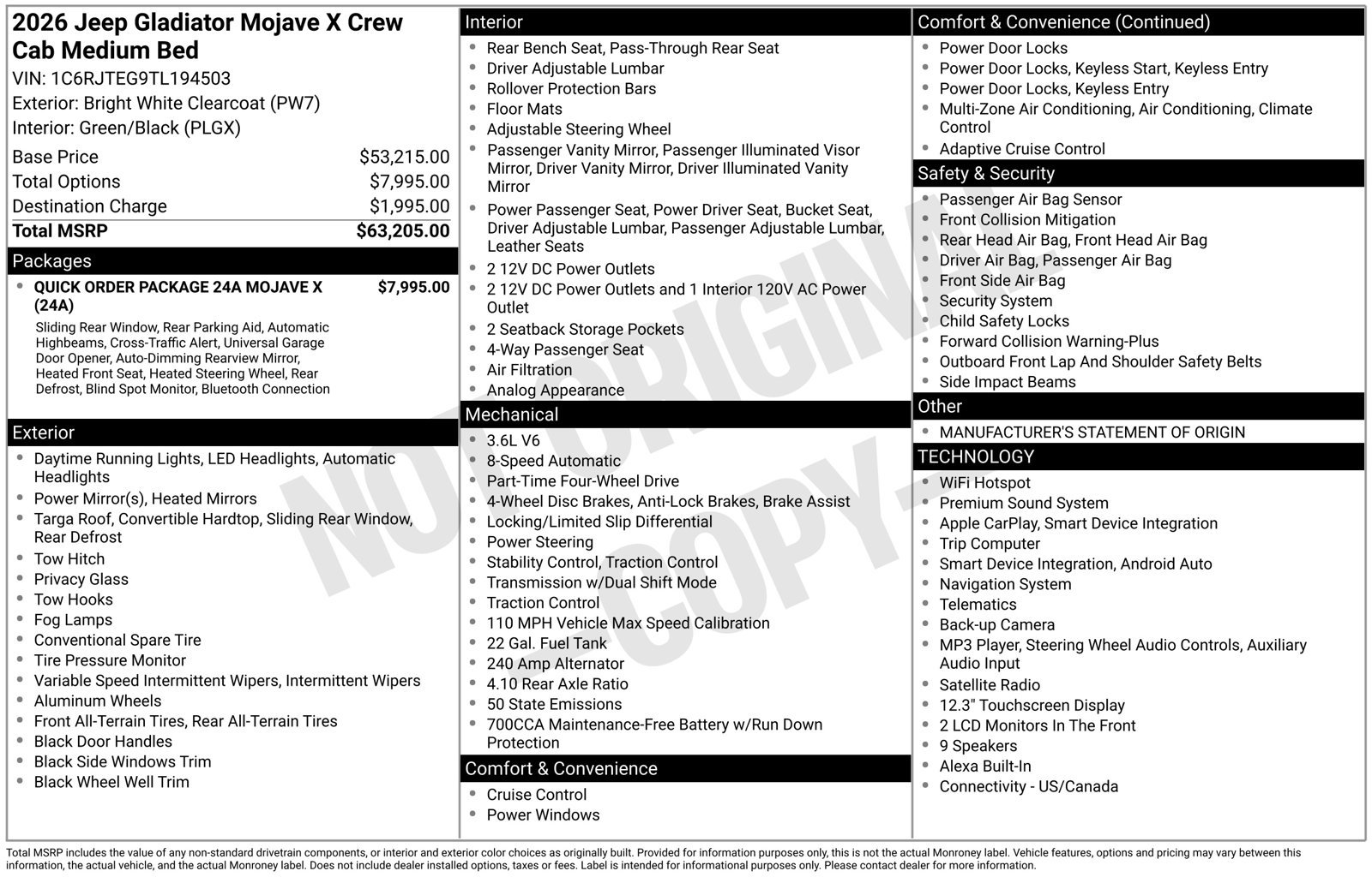New 2026 Jeep Gladiator Mojave AWD/4WD image 28