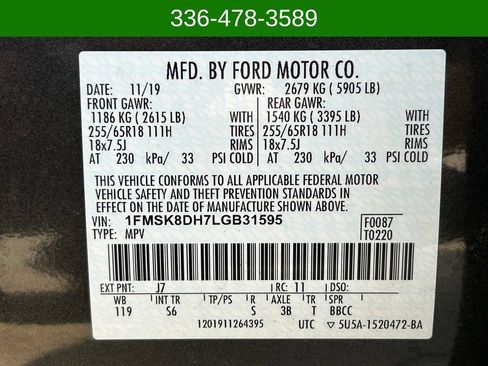 Used 2020 Ford Explorer XLT w/ Equipment Group 202A AWD/4WD image 12