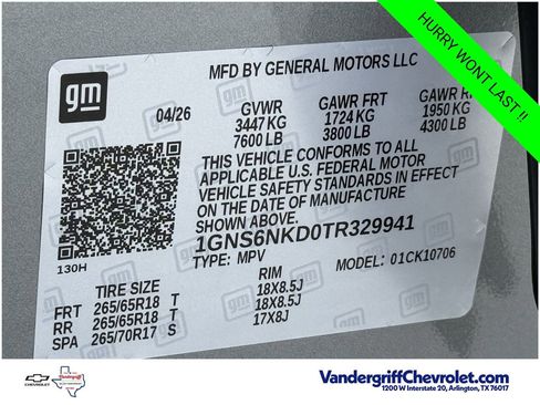 New 2026 Chevrolet Tahoe LT w/ Comfort Package AWD/4WD image 22