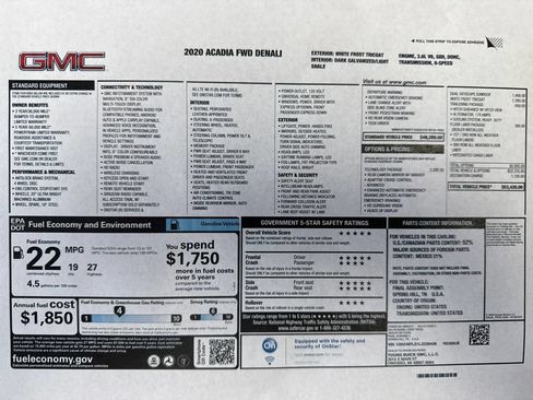 Used 2020 GMC Acadia Denali w/ Technology Package FWD image 30