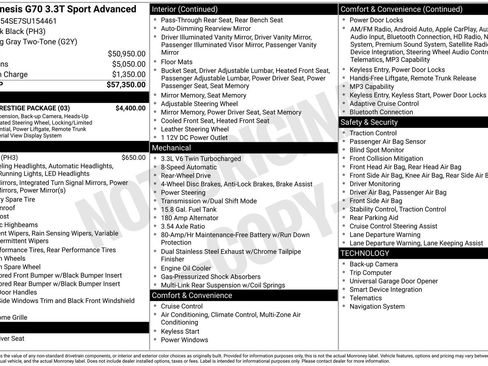 Used 2025 Genesis G70 3.3T Advanced w/ Sport Prestige Package image 35