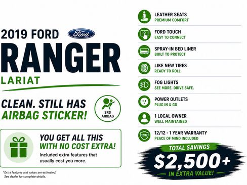 Used 2019 Ford Ranger Lariat w/ Equipment Group 501A Mid RWD image 12