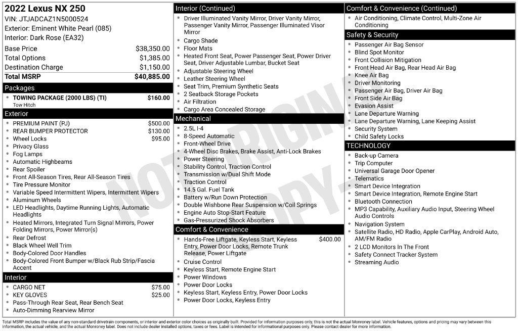 Used 2022 Lexus NX 250 FWD w/ Towing Package (2000 Lbs) image 33