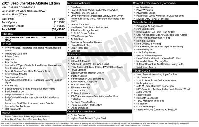 Certified 2021 Jeep Cherokee Latitude Plus AWD/4WD image 53