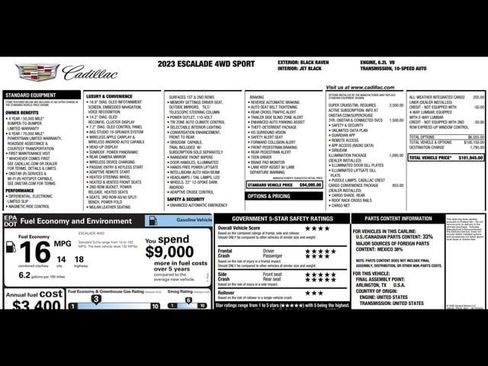 Used 2023 Cadillac Escalade Sport w/ LPO, Illumination Package AWD/4WD image 3