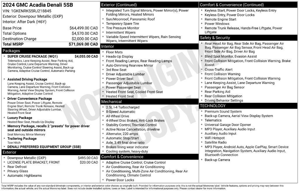 Used 2024 GMC Acadia Denali w/ Super Cruise Package AWD/4WD image 12