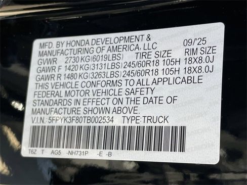 New 2026 Honda Ridgeline Black Edition image 26