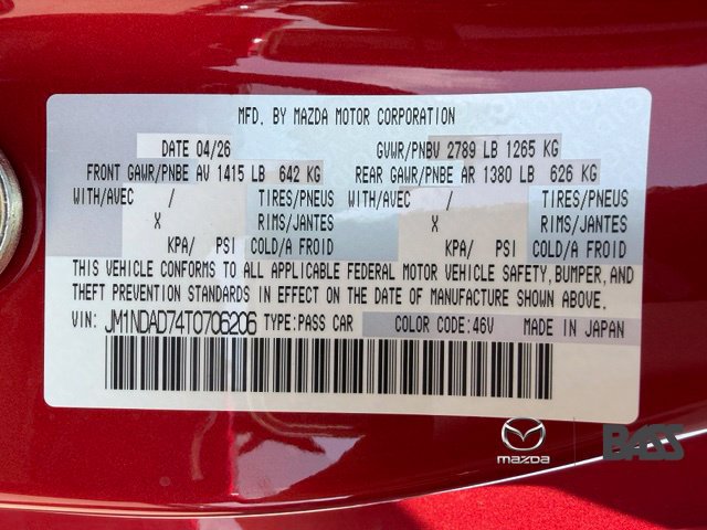 New 2026 MAZDA MX-5 Miata Grand Touring w/ Appearance Package RWD image 37