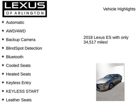 Used 2018 Lexus ES 350 w/ Luxury Package w/Wood Trim FWD image 8