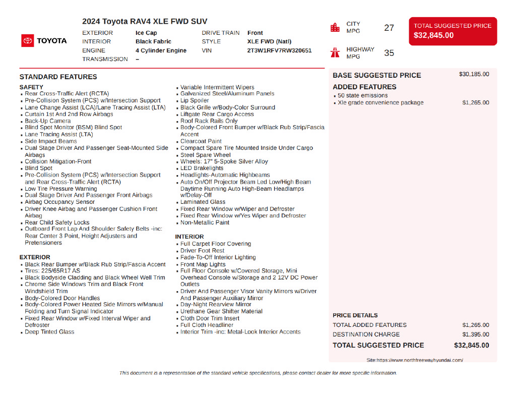 Used 2024 Toyota RAV4 XLE w/ Convenience Package FWD image 3