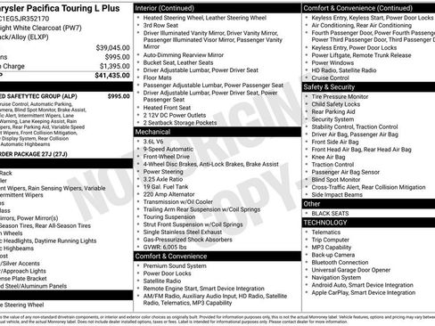 Used 2018 Chrysler Pacifica Touring-L Plus w/ Advanced Safetytec Group FWD image 3