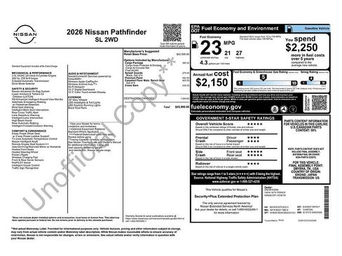New 2026 Nissan Pathfinder SL w/ Cargo Package FWD image 2