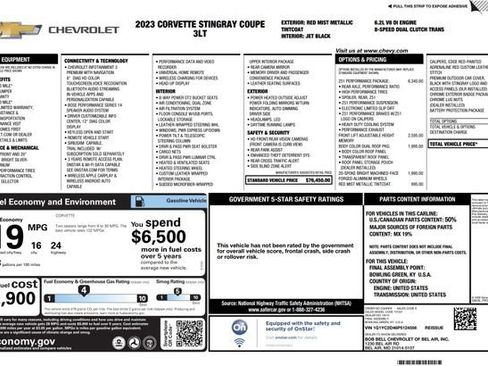 Used 2023 Chevrolet Corvette Stingray Premium Cpe w/ Z51 Performance Package RWD image 2