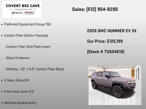 New 2026 GMC Hummer EV 3X w/ Carbon Fiber Edition Package AWD/4WD image 7