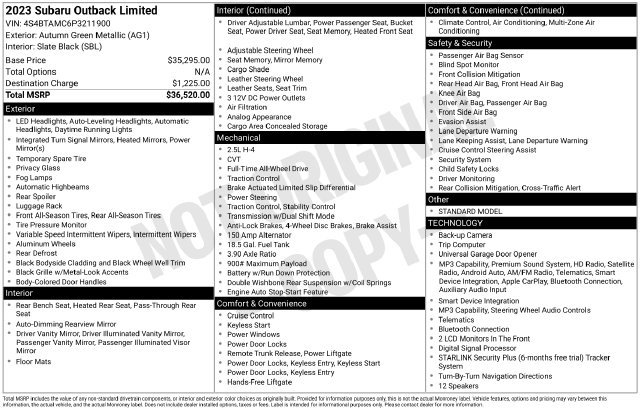 Used 2023 Subaru Outback Limited AWD/4WD image 19