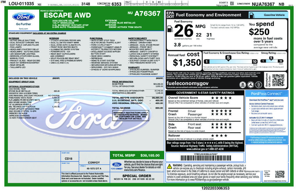 Used 2022 Ford Escape SEL w/ Technology Package AWD/4WD image 27