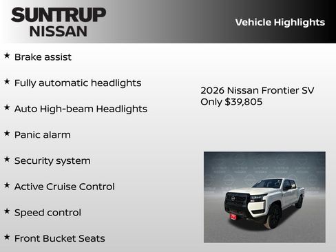 New 2026 Nissan Frontier SV w/ SV Convenience Package image 30