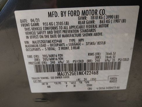 Used 2021 Ford EcoSport SE w/ Interior Protection Package FWD image 33