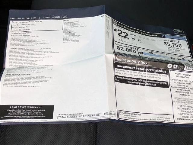 New 2026 Land Rover Range Rover Sport SE AWD/4WD image 20
