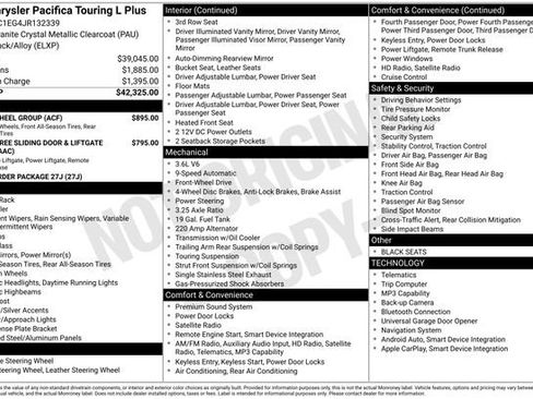 Used 2018 Chrysler Pacifica Touring-L Plus w/ Tire & Wheel Group FWD image 5