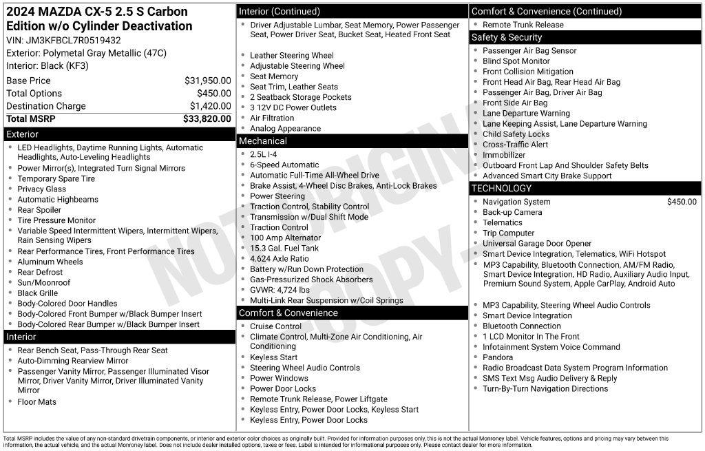 Used 2024 MAZDA CX-5 Carbon Edition AWD/4WD image 32