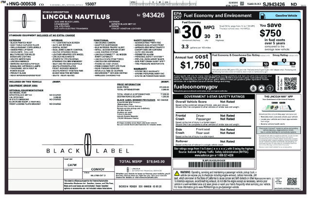Used 2025 Lincoln Nautilus Black Label AWD/4WD image 38