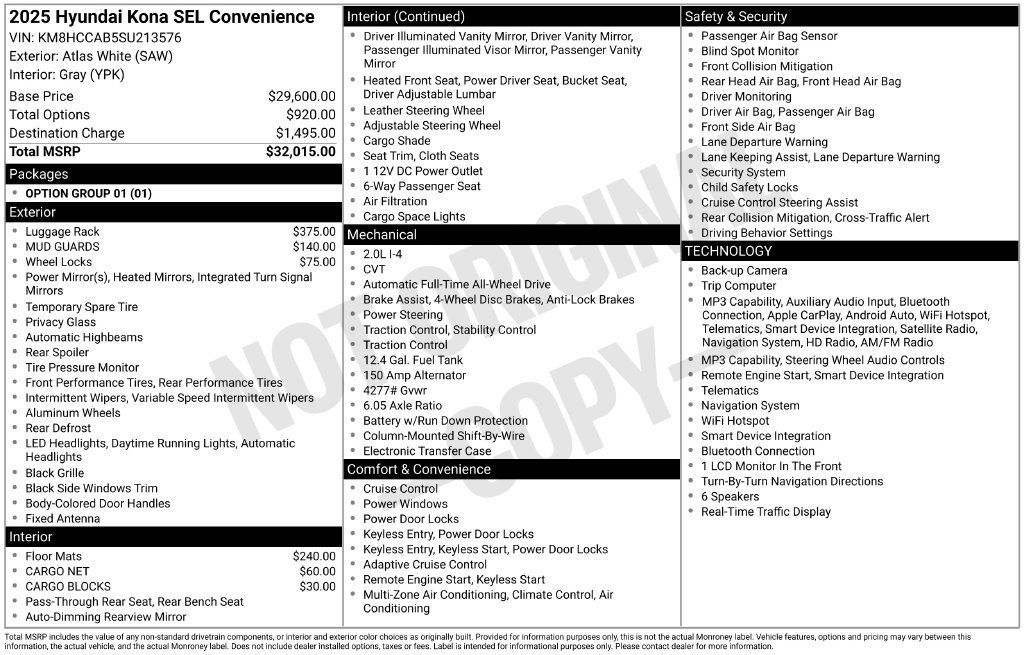 Certified 2025 Hyundai Kona SEL AWD/4WD image 17