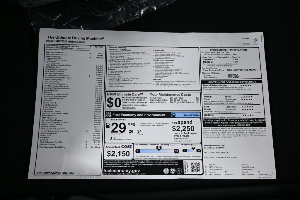 Used 2026 BMW 330i xDrive Sedan w/ Premium Package AWD/4WD image 39