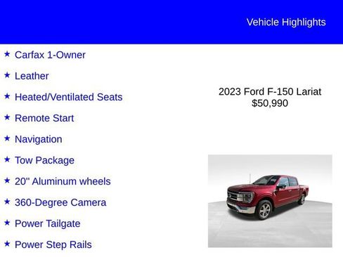 Used 2023 Ford F150 Lariat w/ Equipment Group 502A High AWD/4WD image 2