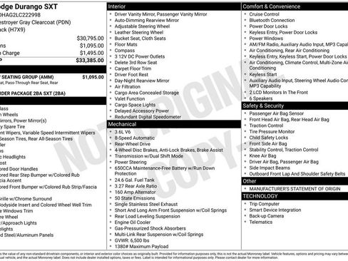 Used 2020 Dodge Durango SXT w/ 3rd Row Seating Group RWD image 32