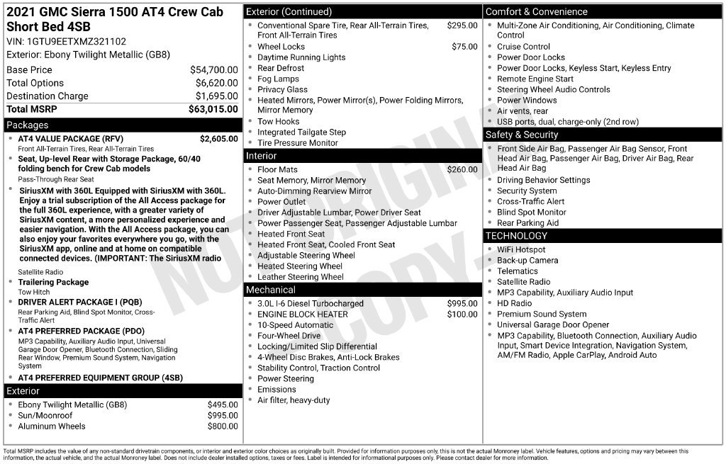 Used 2021 GMC Sierra 1500 AT4 w/ AT4 Value Package AWD/4WD image 2