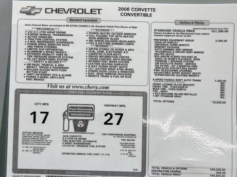 Used 2006 Chevrolet Corvette Convertible w/ Preferred Equipment Group RWD image 4