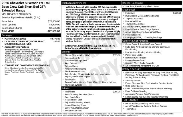 Used 2026 Chevrolet Silverado EV Trail Boss w/ Plus Package AWD/4WD image 30