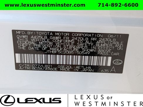 Used 2011 Lexus IS 250 w/ Premium Pkg Value Edition RWD image 25