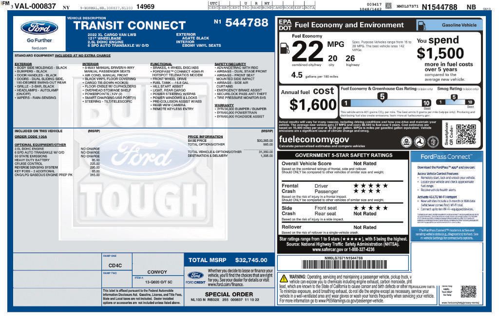 Used 2022 Ford Transit Connect XL w/ CNG/LPG Engine Prep Package FWD image 18