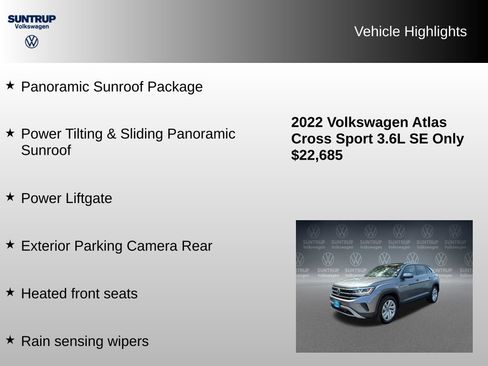 Used 2022 Volkswagen Atlas Cross Sport SE AWD/4WD image 7